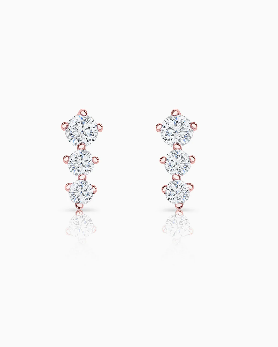 Pendientes Trinity Diamonds en Oro Rosa de 18 Kt