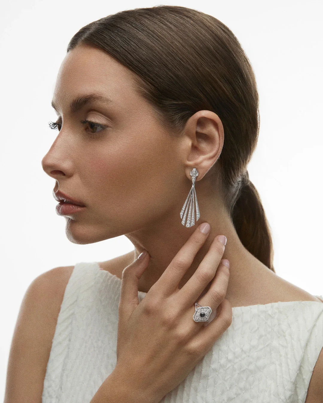 Pendientes Vivien de Diamantes en Oro Blanco de 18 kt - Image 3