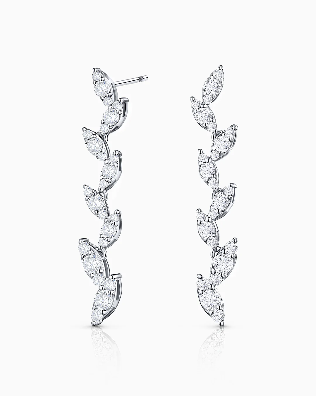 Pendientes Willow de Diamantes en Oro Blanco de 18 Kt