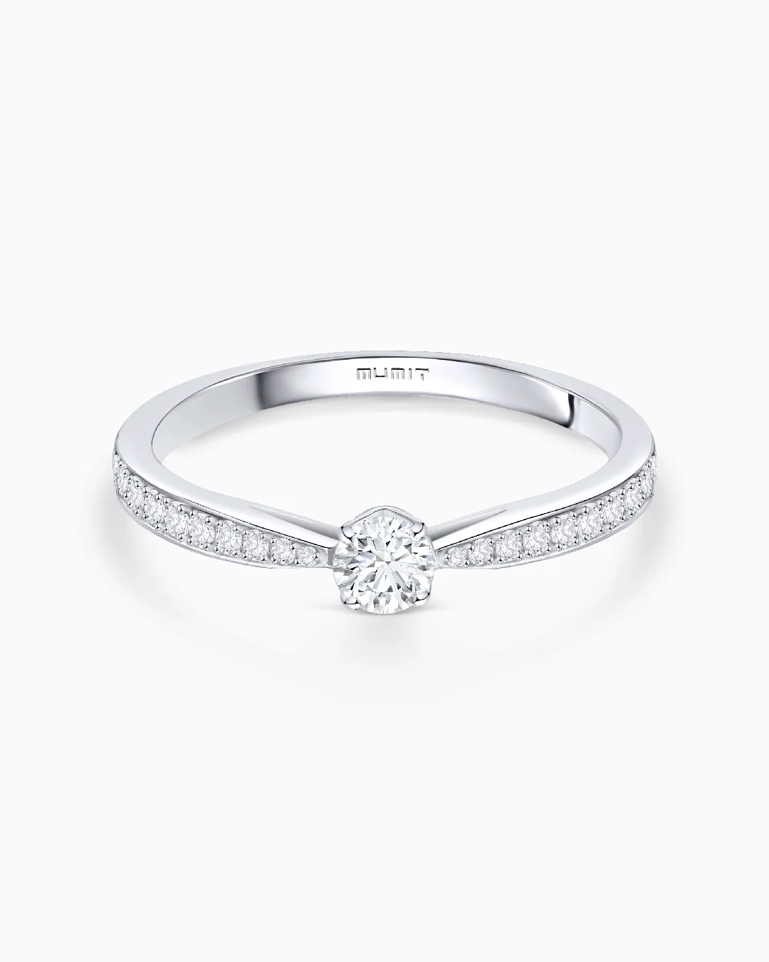 Solitario Always Pavé de Diamantes 0,30 Cts. en Oro Blanco de 18 Kt
