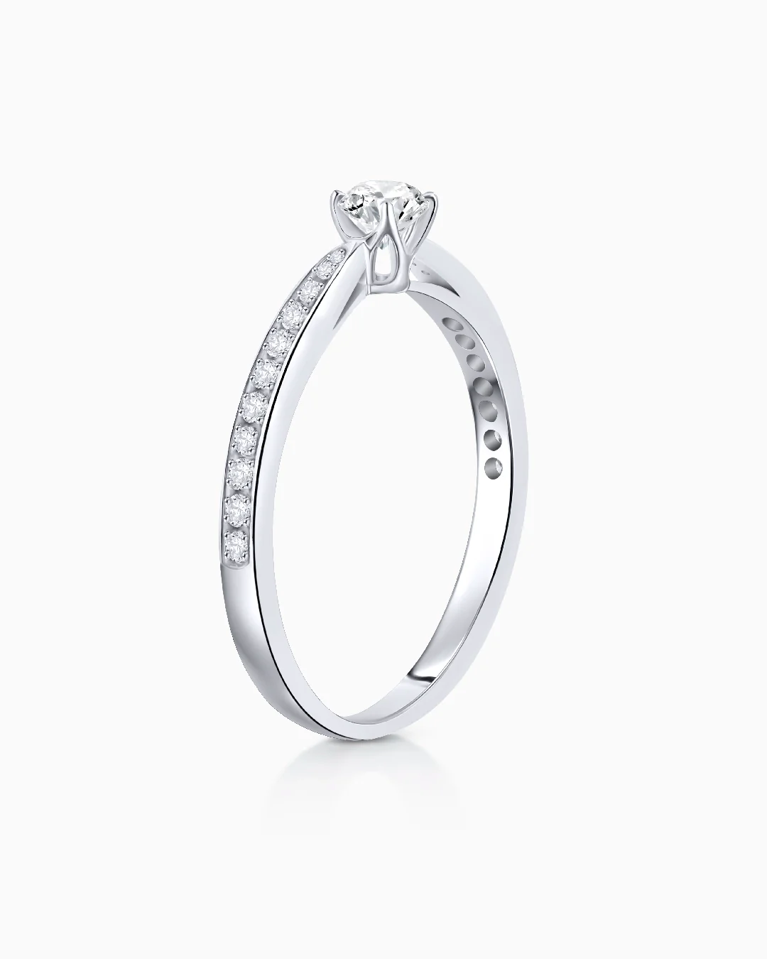 Solitario Always Pavé de Diamantes 0,30 Cts. en Oro Blanco de 18 Kt - Image 4
