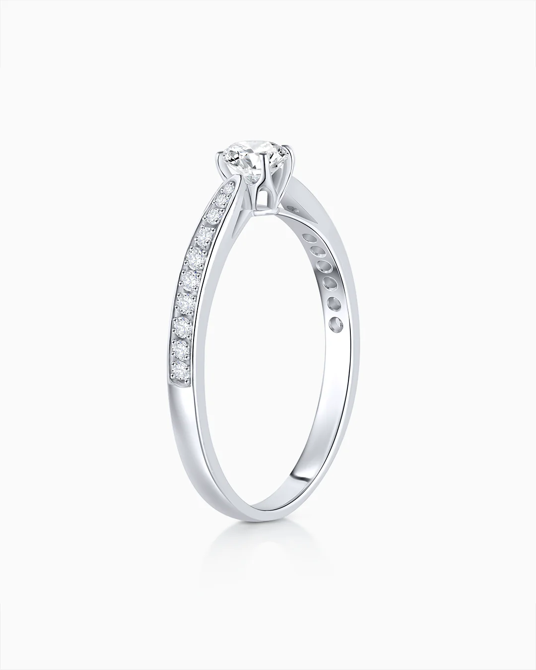 Solitario Always Pavé de Diamantes 0,40 Cts. en Oro Blanco de 18 Kt - Image 4