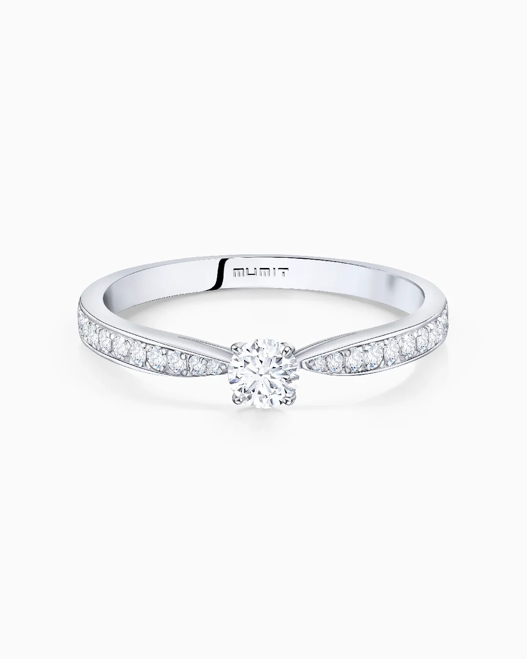 Solitario Always Pavé de Diamantes 0,45 Cts. en Oro Blanco de 18 Kt