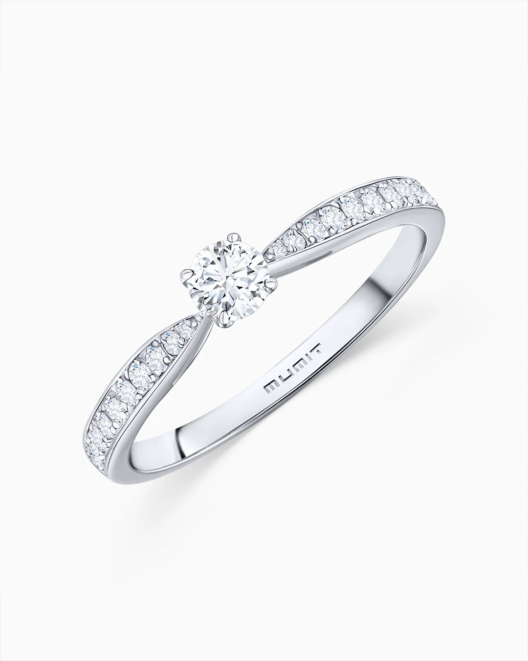 Solitario Always Pavé de Diamantes 0,45 Cts. en Oro Blanco de 18 Kt - Image 3