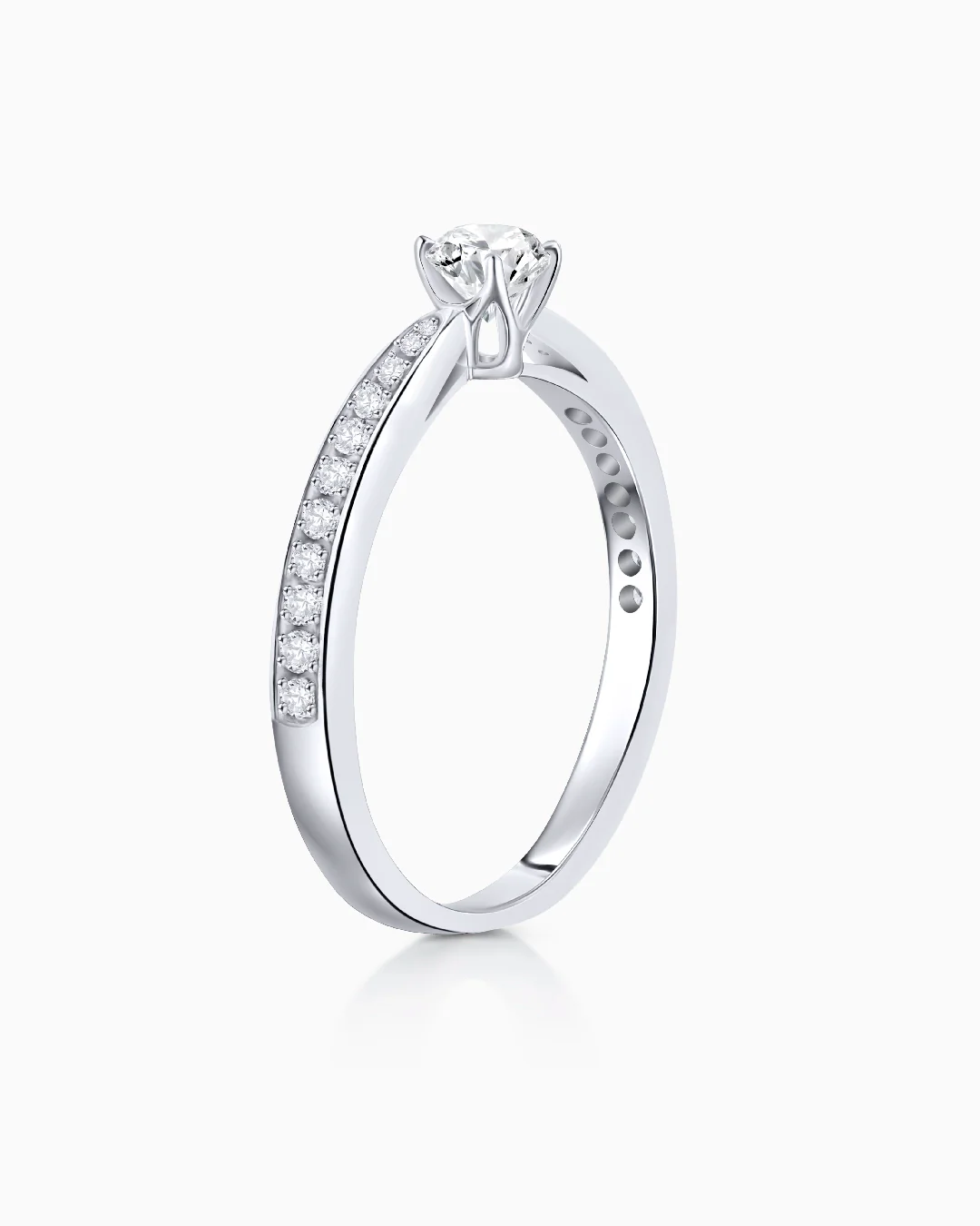 Solitario Always Pavé de Diamantes 0,45 Cts. en Oro Blanco de 18 Kt - Image 4