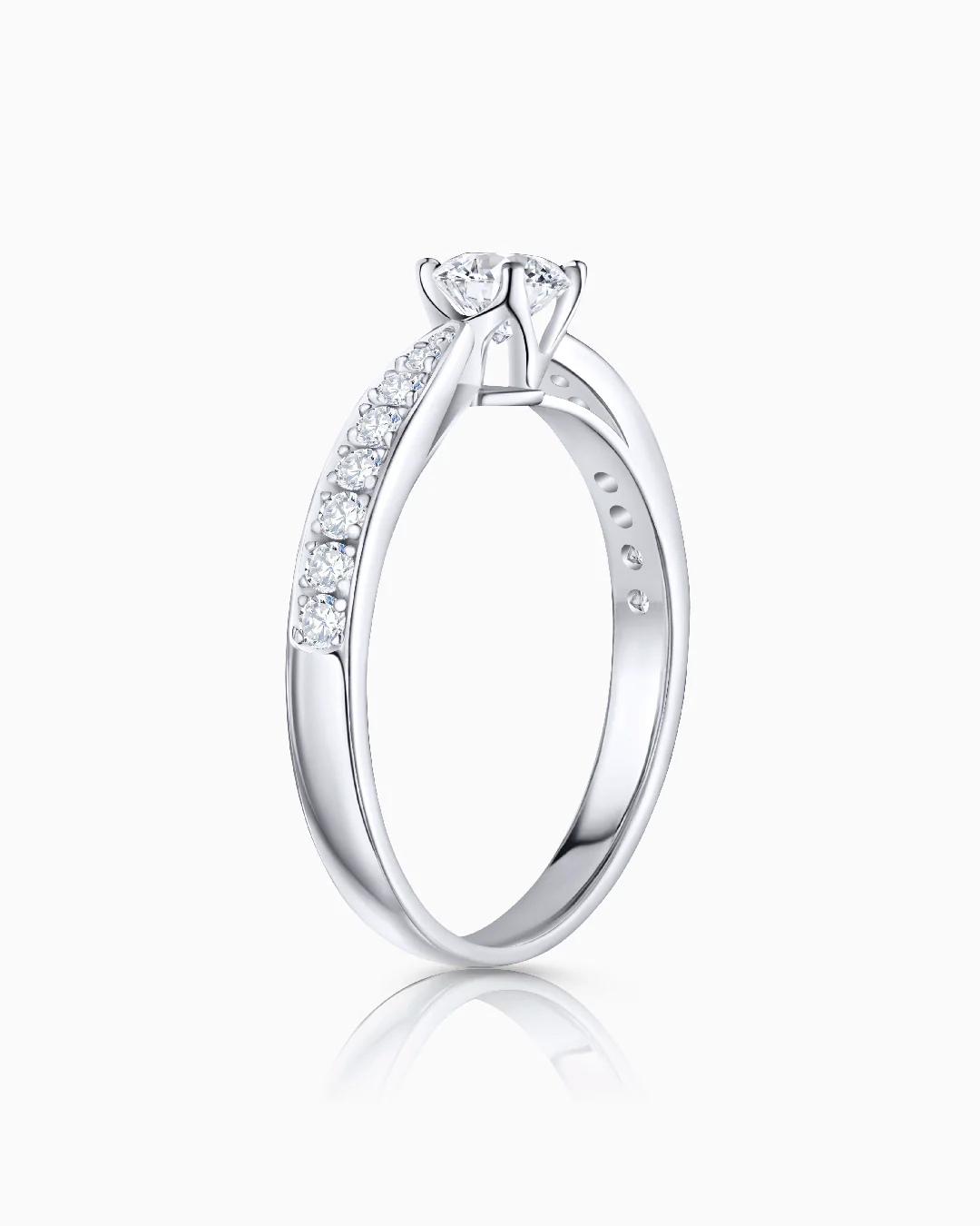 Solitario Always Pavé de Diamantes 0,73 Cts. en Oro Blanco de 18 Kt - Image 4