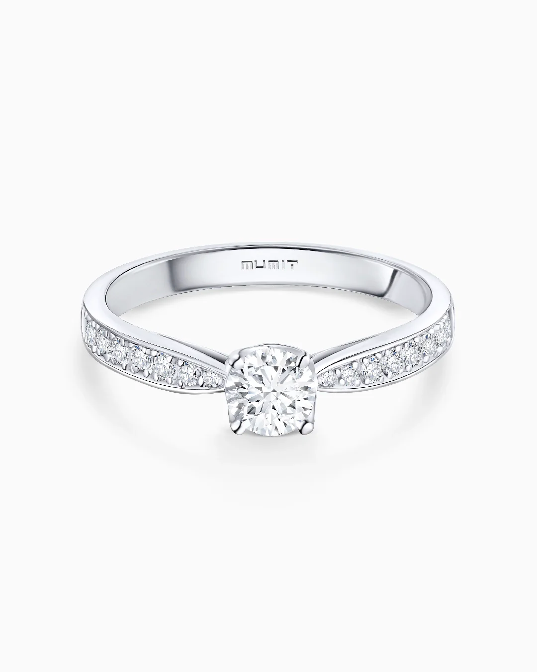 Solitario Always Pavé de Diamantes 0,86 Cts. en Oro Blanco de 18 Kt