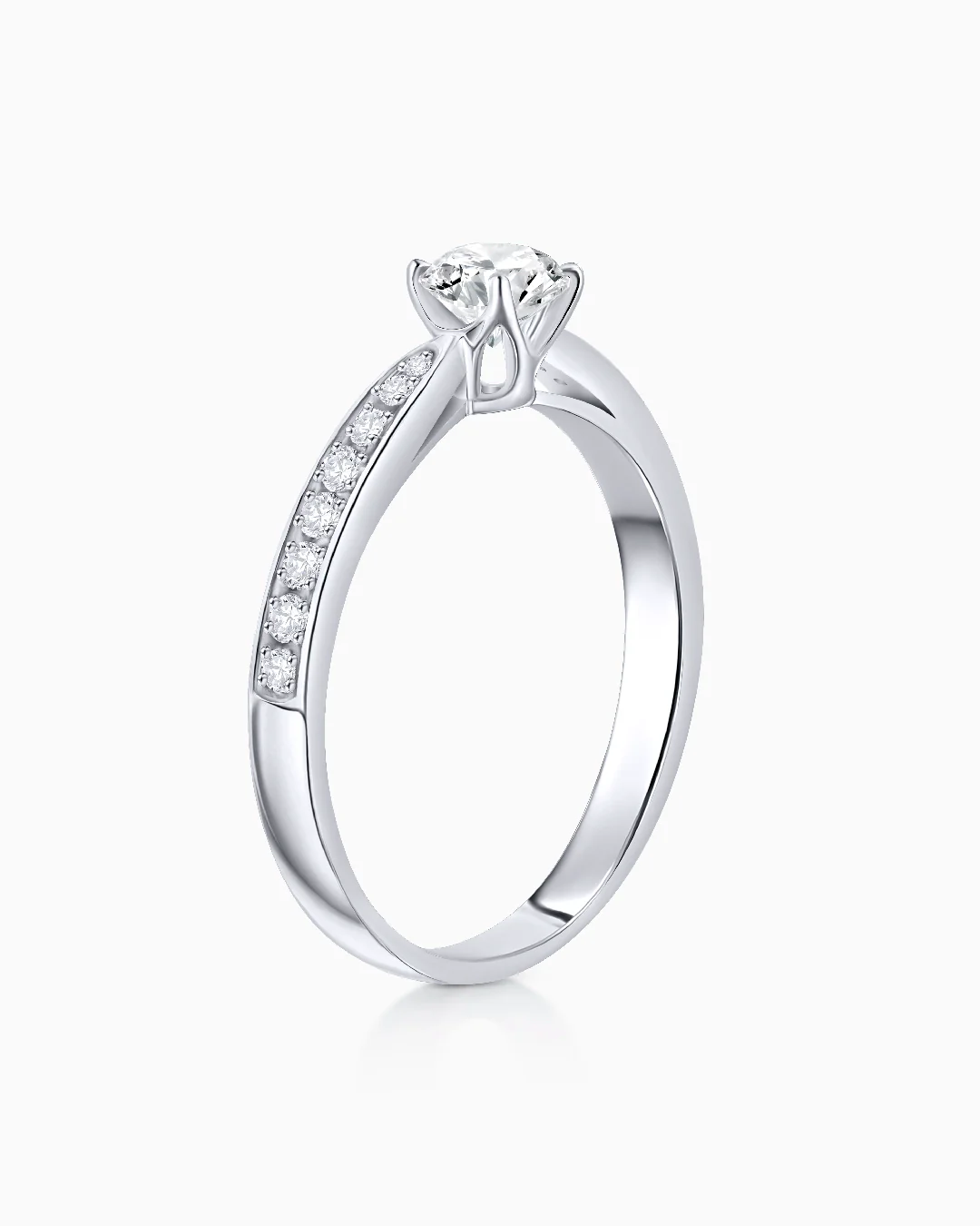 Solitario Always Pavé de Diamantes 0,86 Cts. en Oro Blanco de 18 Kt - Image 4