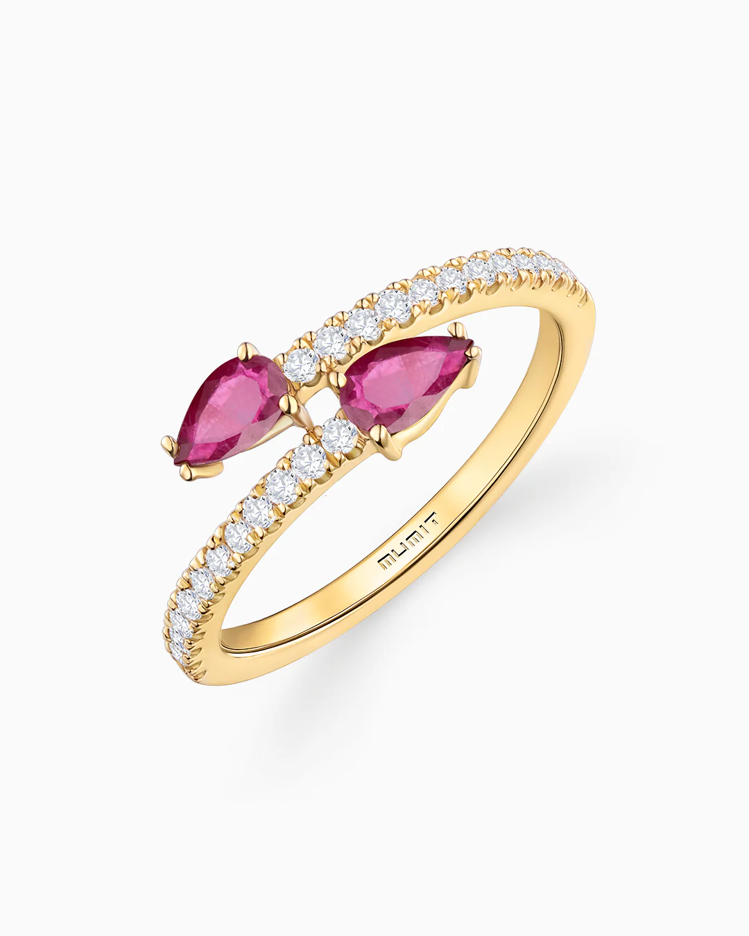 Sortija Anabel de Diamantes y Rubíes en Oro Amarillo de 18 Kt