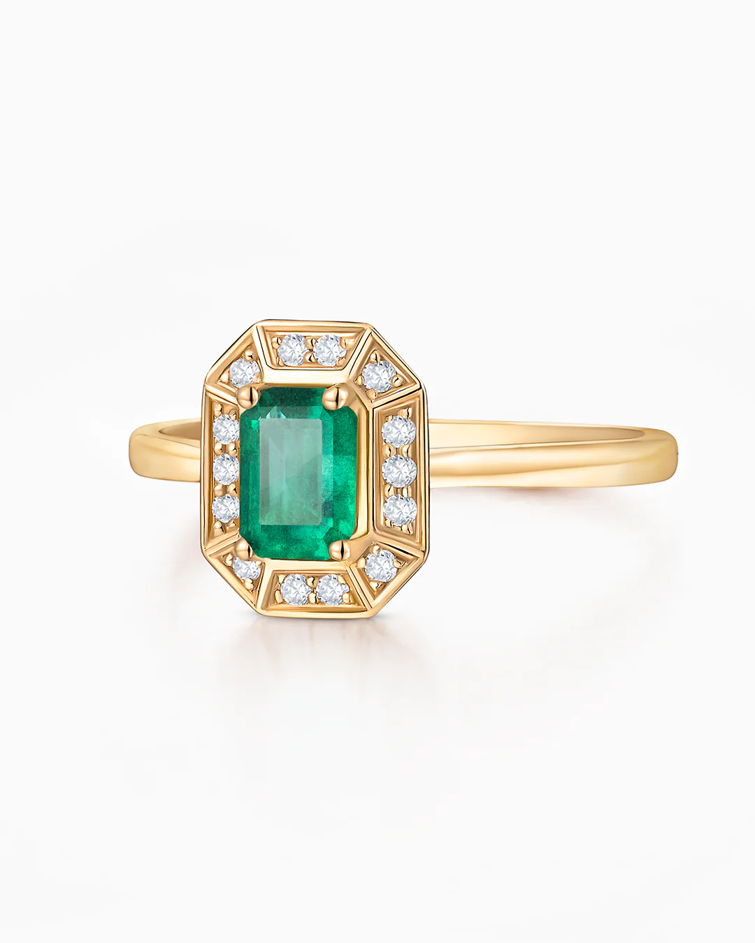 Sortija Art Deco Helen de Esmeralda y Diamantes en Oro Amarillo de 18 Kt - Image 4