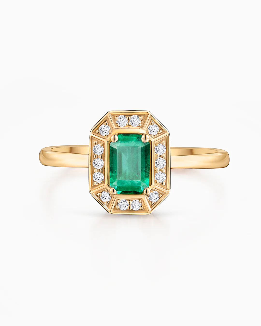 Sortija Art Deco Helen de Esmeralda y Diamantes en Oro Amarillo de 18 Kt - Image 6