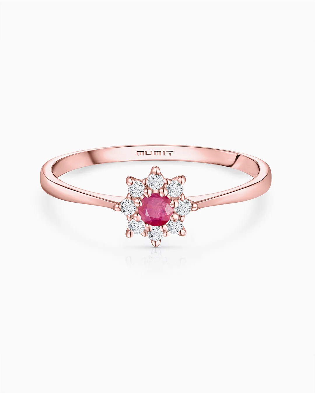 Sortija Astrid de Rubí y Diamantes en Oro Rosa de 18 Kt