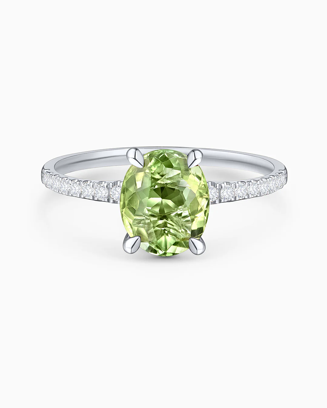 Sortija Aurora de Turmalina y Diamantes en Oro Blanco de 18 Kt