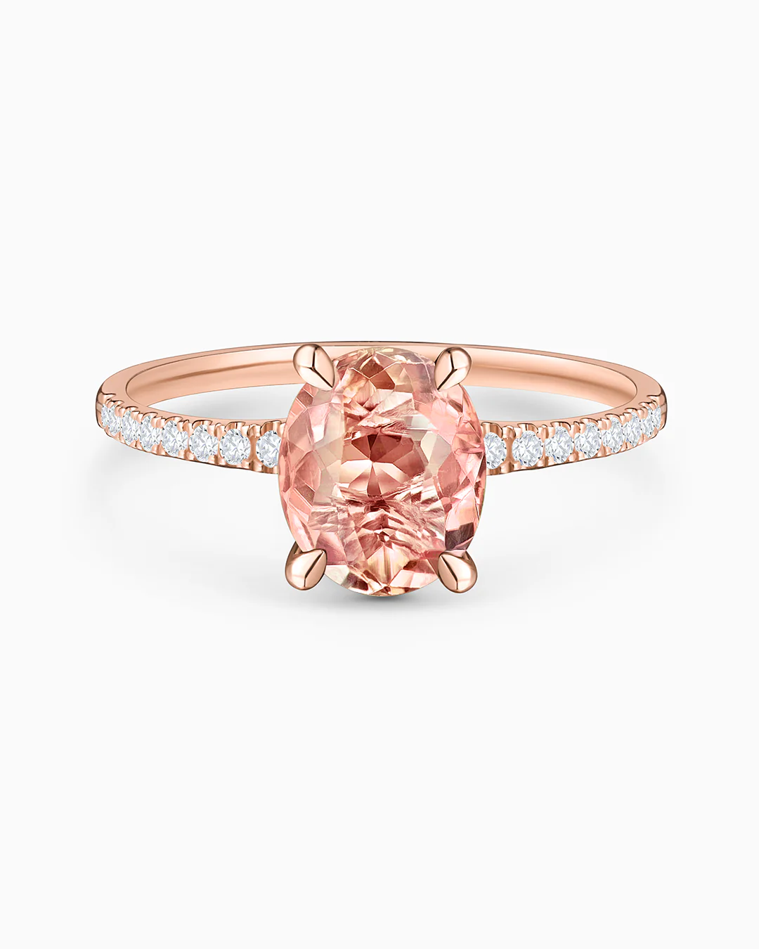 Sortija Aurora de Turmalina y Diamantes en Oro Rosa de 18 Kt