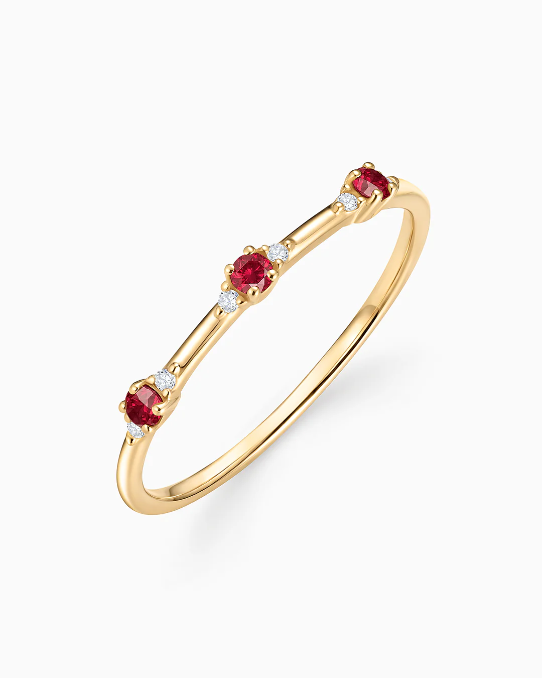 Sortija Bonnie de Rubíes y Diamantes 0,05 Cts. en Oro Amarillo de 18 Kt - Image 2