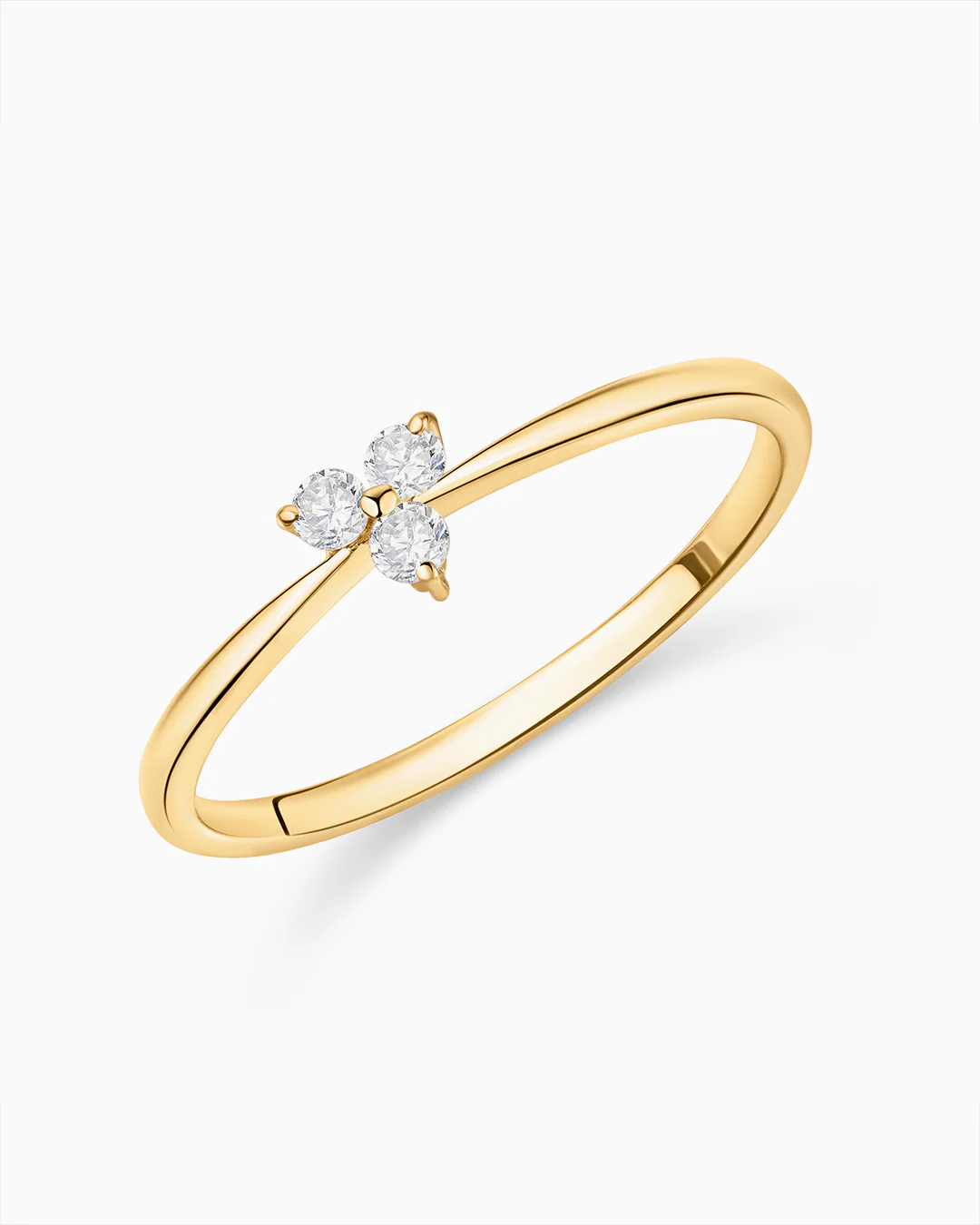 Sortija Clover de Diamantes en Oro Amarillo de 18 Kt