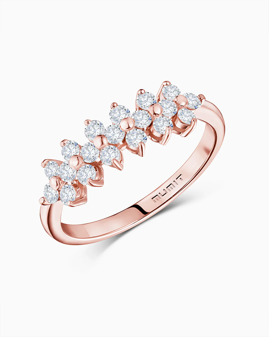 Sortija Cross de Diamantes en Oro Rosa de 18 Kt