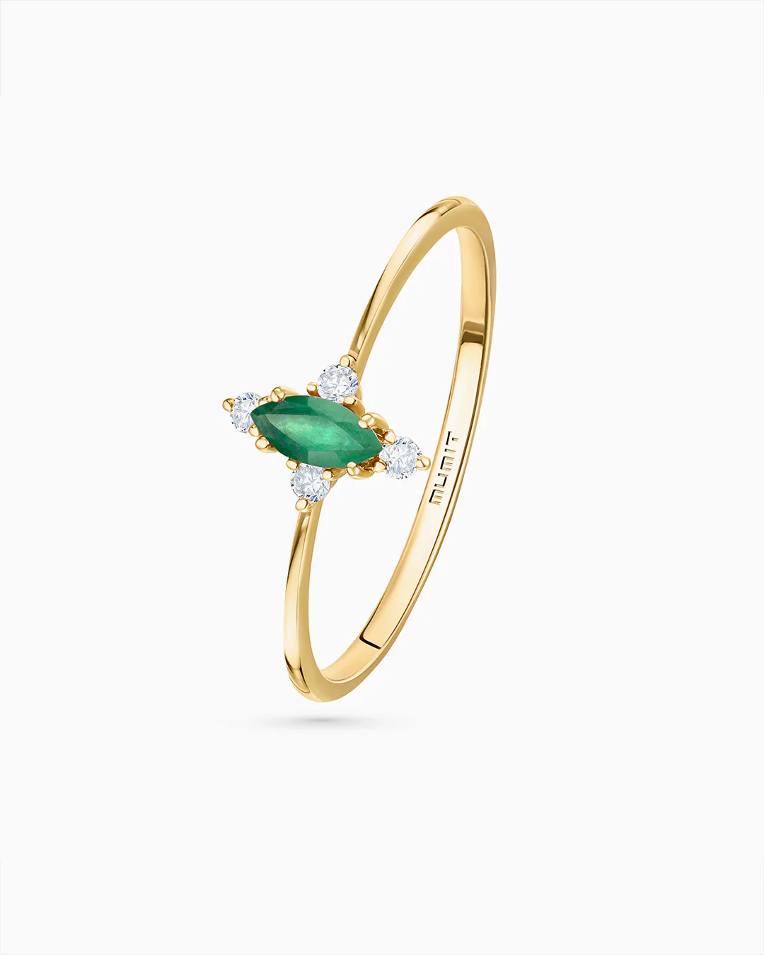 Sortija Crown Marquise de Esmeralda en Oro Amarillo de 18 Kt - Image 4