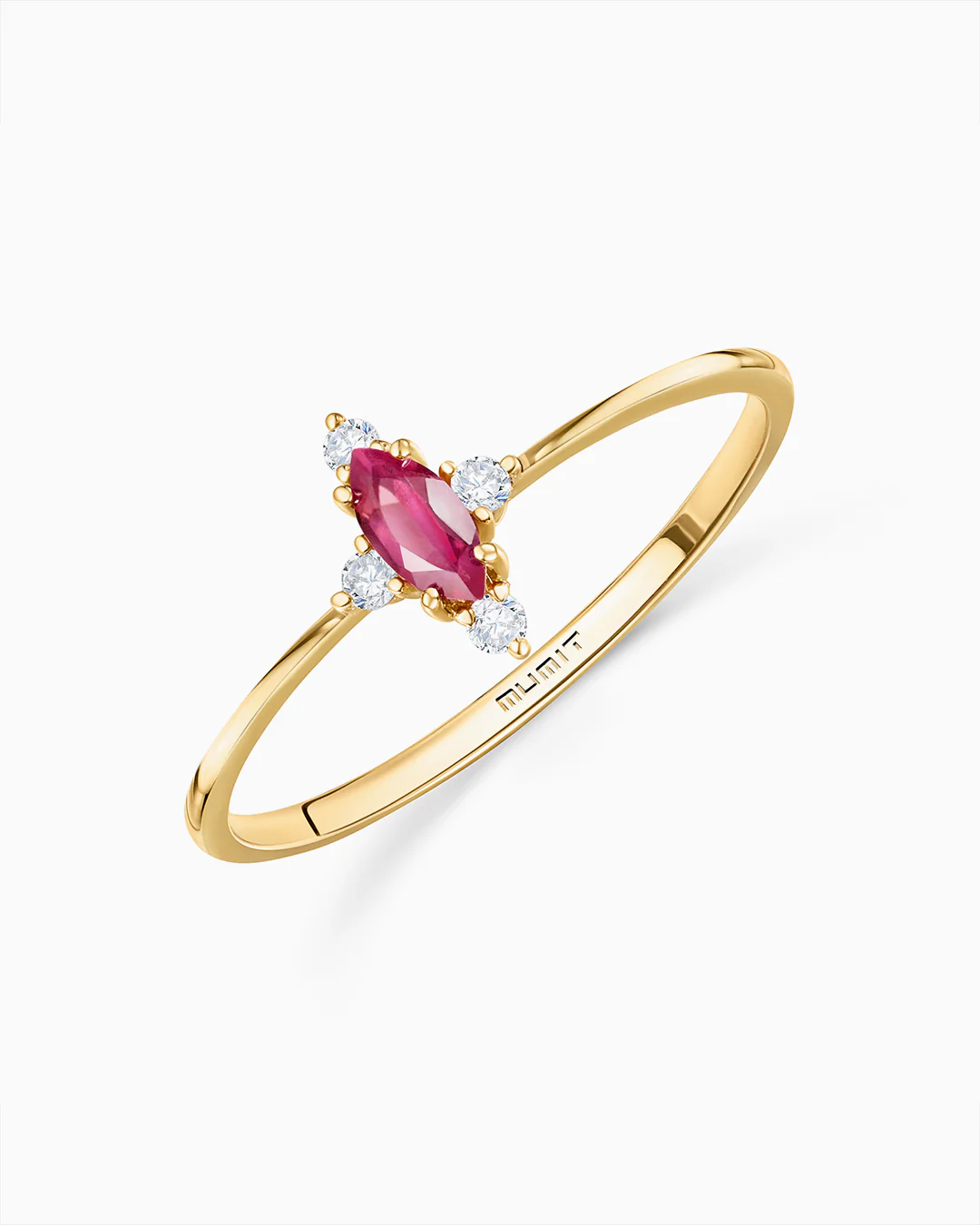 Sortija Crown Marquise de Rubí en Oro Amarillo de 18 Kt