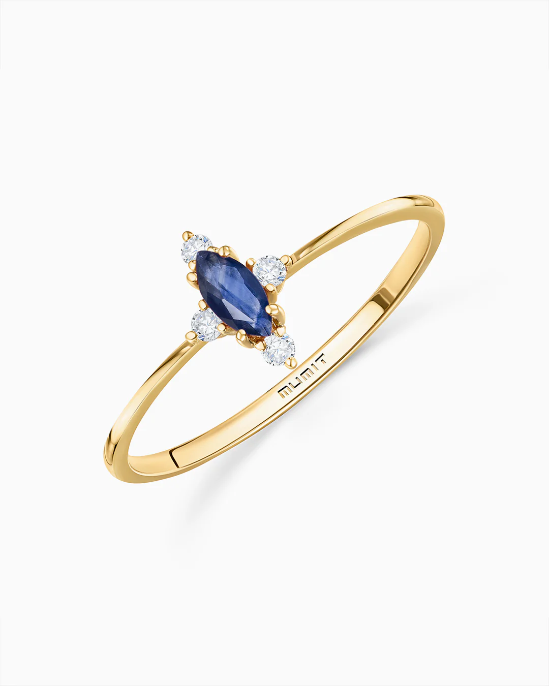 Sortija Crown Marquise de Zafiro en Oro Amarillo de 18 Kt
