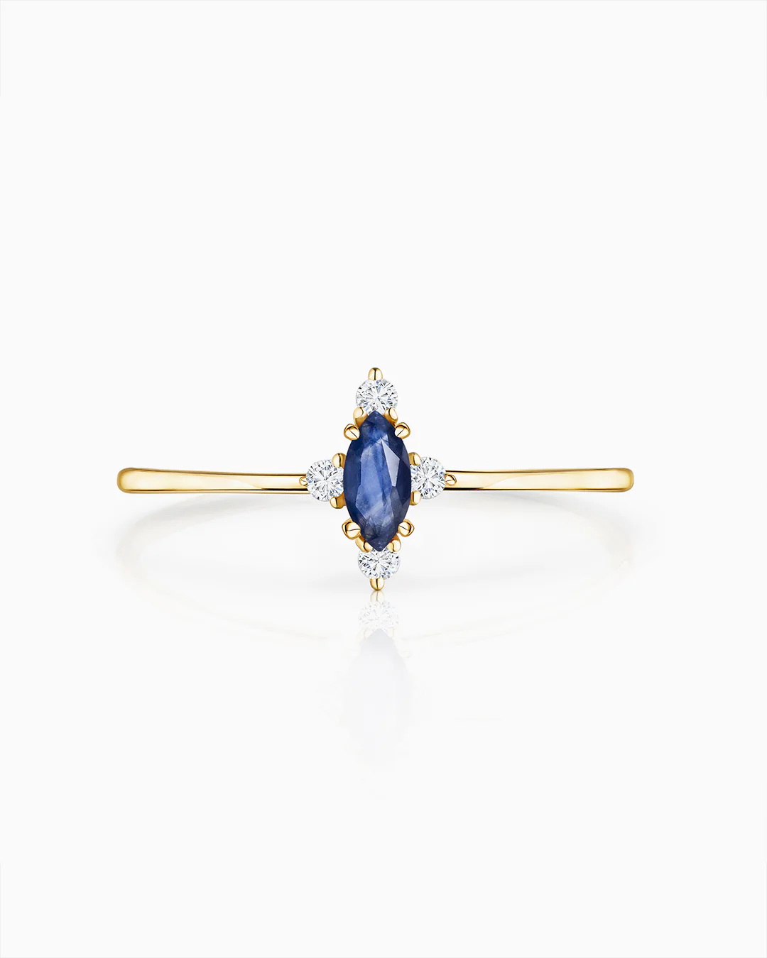 Sortija Crown Marquise de Zafiro en Oro Amarillo de 18 Kt - Image 6
