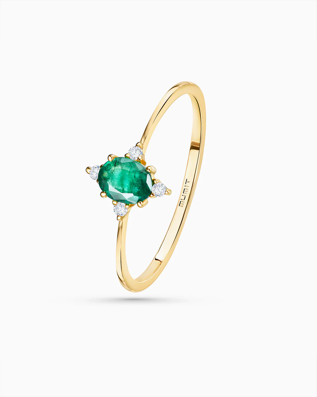 Sortija Crown Oval de Esmeralda en Oro Amarillo de 18 Kt - Image 3