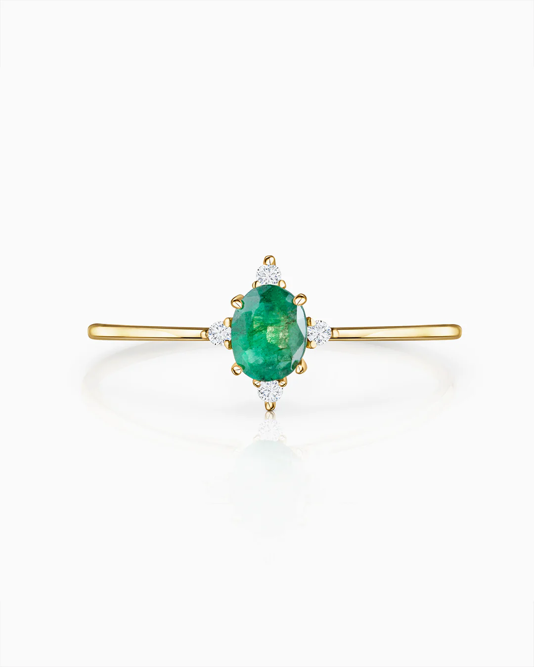Sortija Crown Oval de Esmeralda en Oro Amarillo de 18 Kt - Image 5