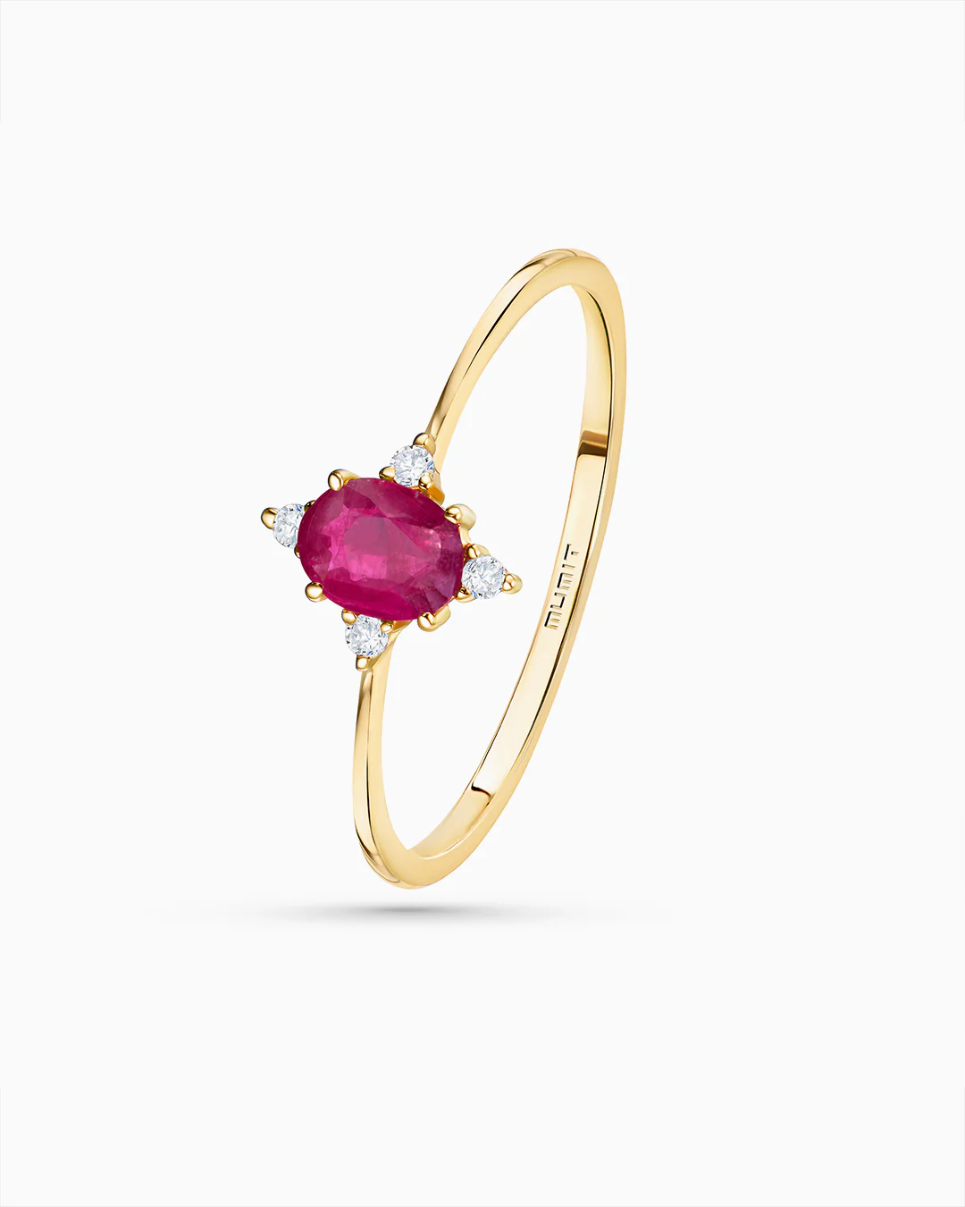 Sortija Crown Oval de Rubí en Oro Amarillo de 18 Kt - Image 4