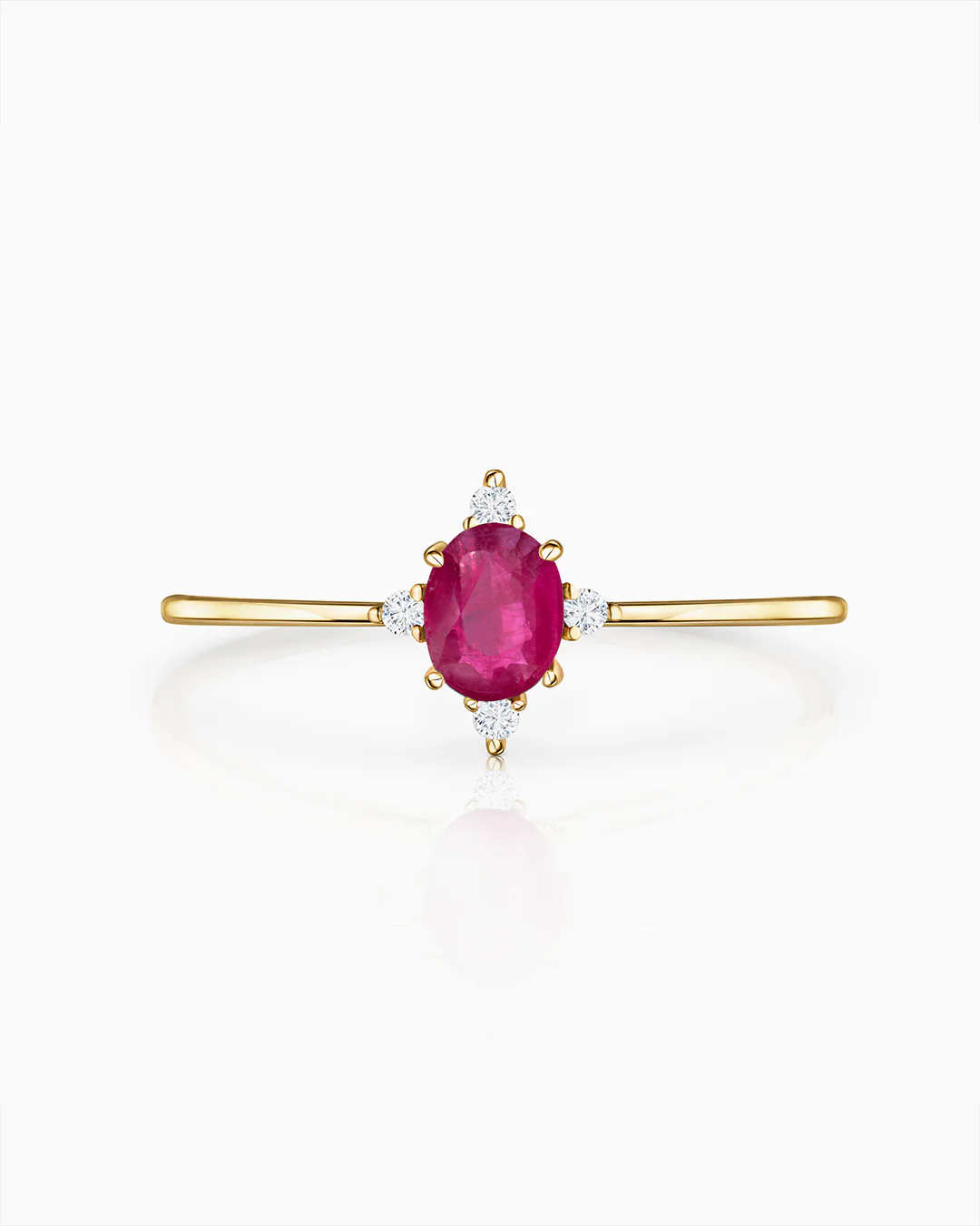 Sortija Crown Oval de Rubí en Oro Amarillo de 18 Kt - Image 5