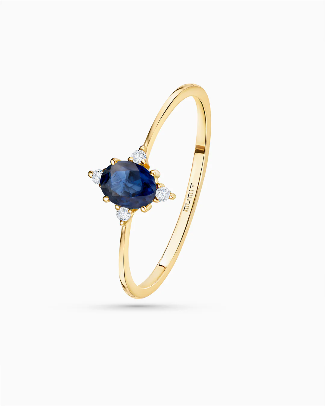 Sortija Crown Oval de Zafiro en Oro Amarillo de 18 Kt - Image 4