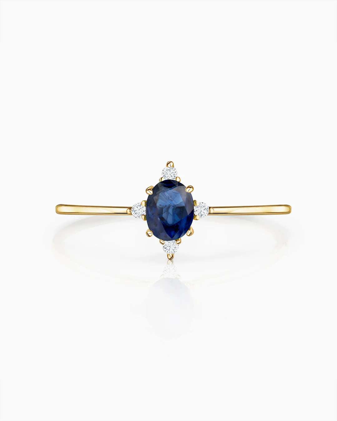 Sortija Crown Oval de Zafiro en Oro Amarillo de 18 Kt - Image 5