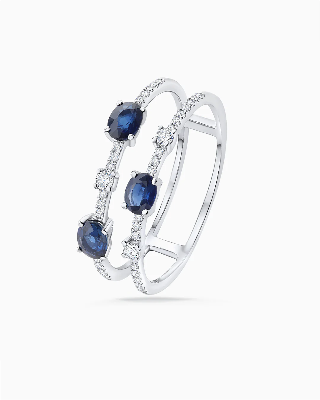 Sortija Diane de Zafiros y Diamantes en Oro Blanco de 18 Kt - Image 3