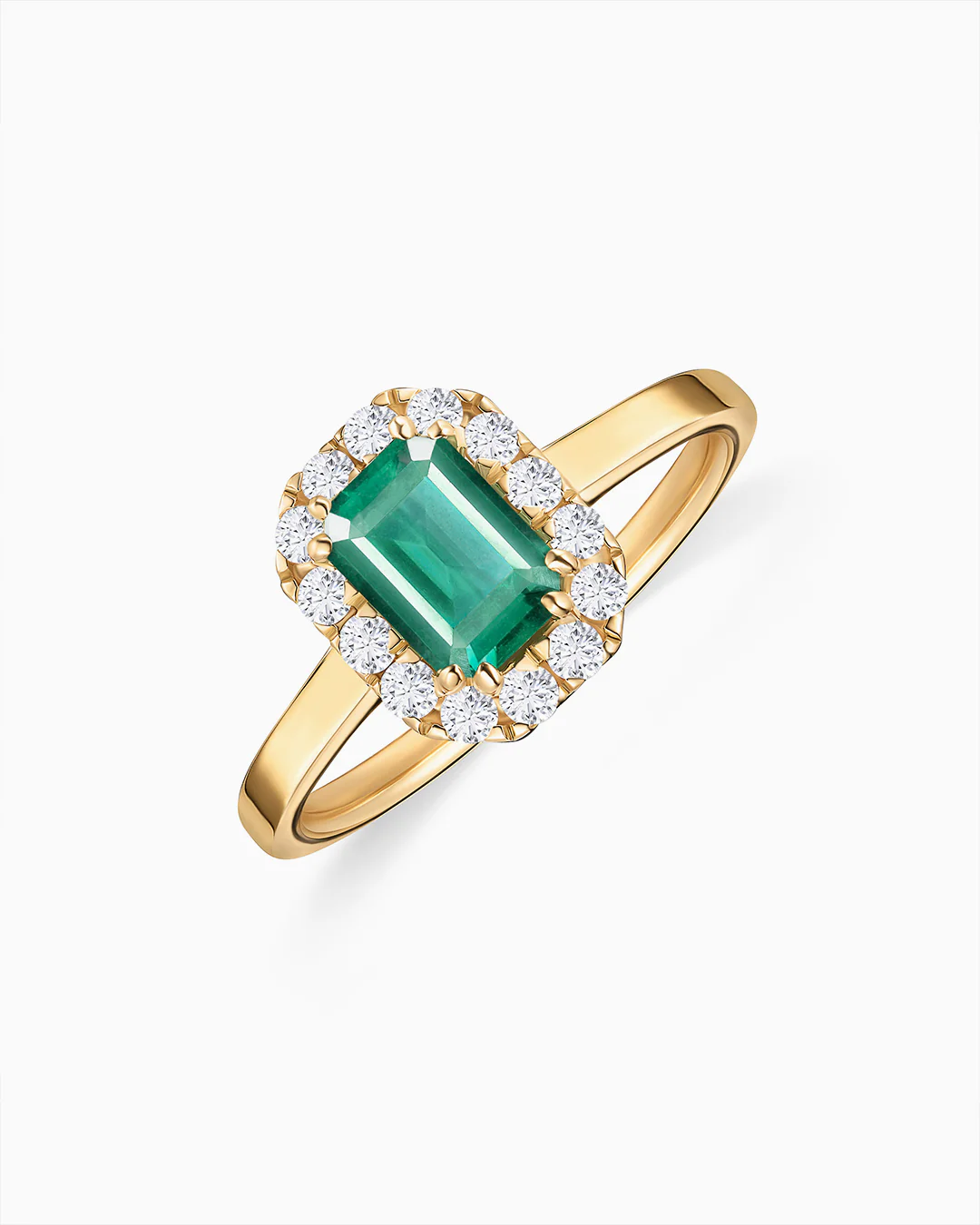 Sortija Elizabeth de Esmeralda y Diamantes 0,30 Cts. en Oro Amarillo de 18 Kt - Image 2