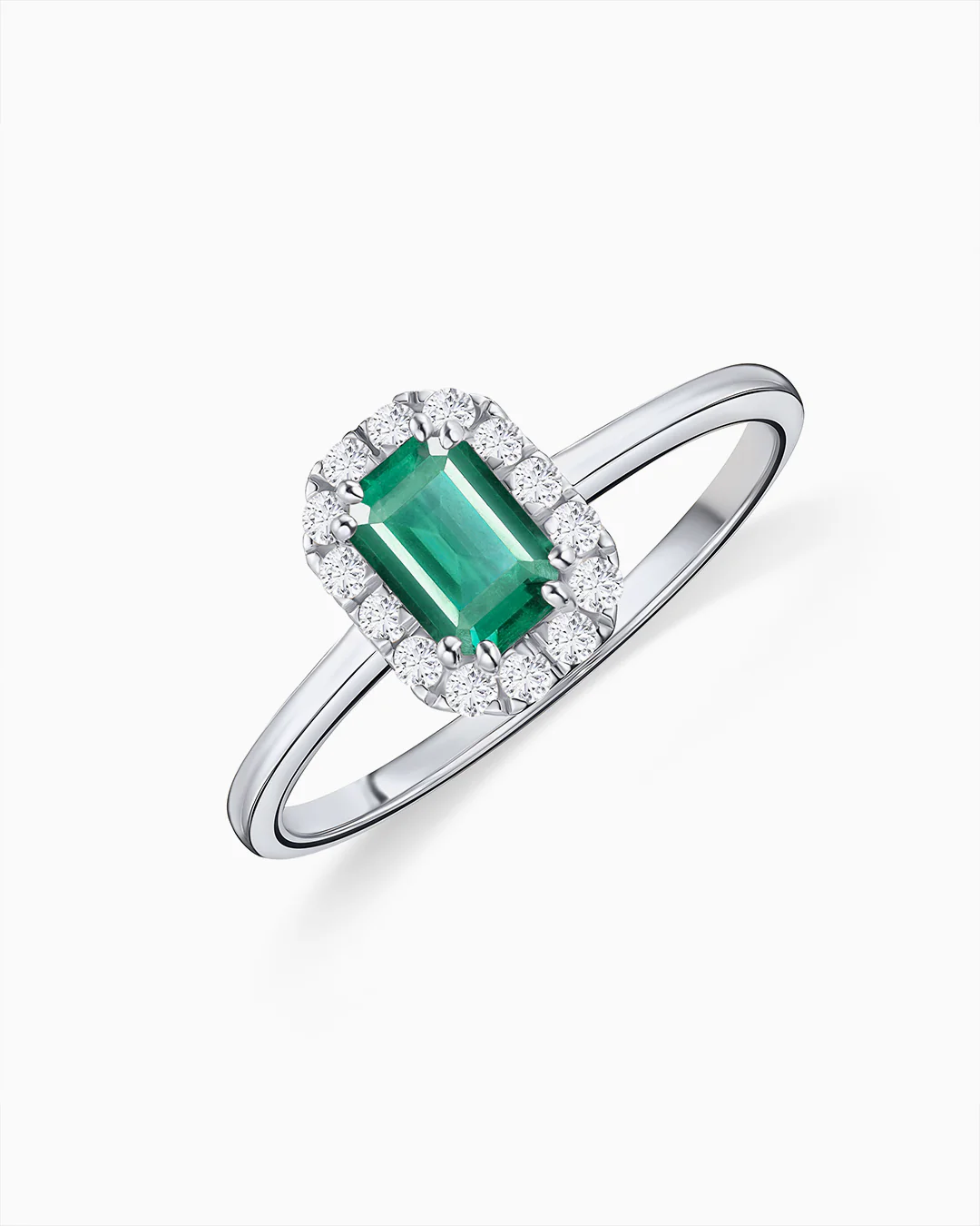 Sortija Elizabeth de Esmeralda y Diamantes en Oro Blanco de 18 Kt - Image 4