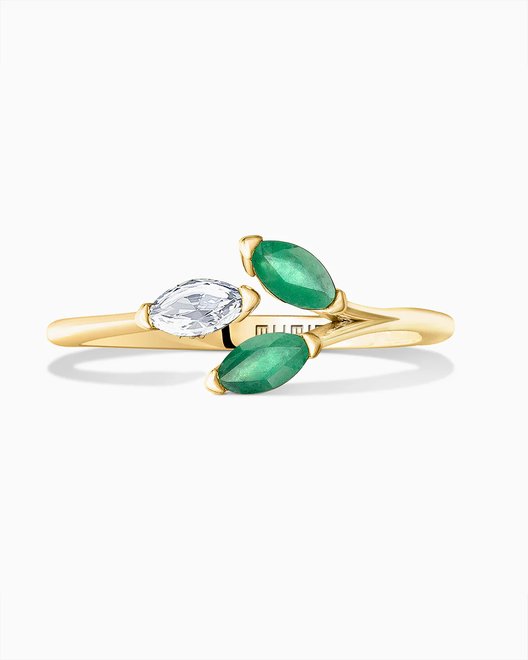 Sortija Filipa de Esmeraldas y Diamante en Oro Amarillo de 18 Kt