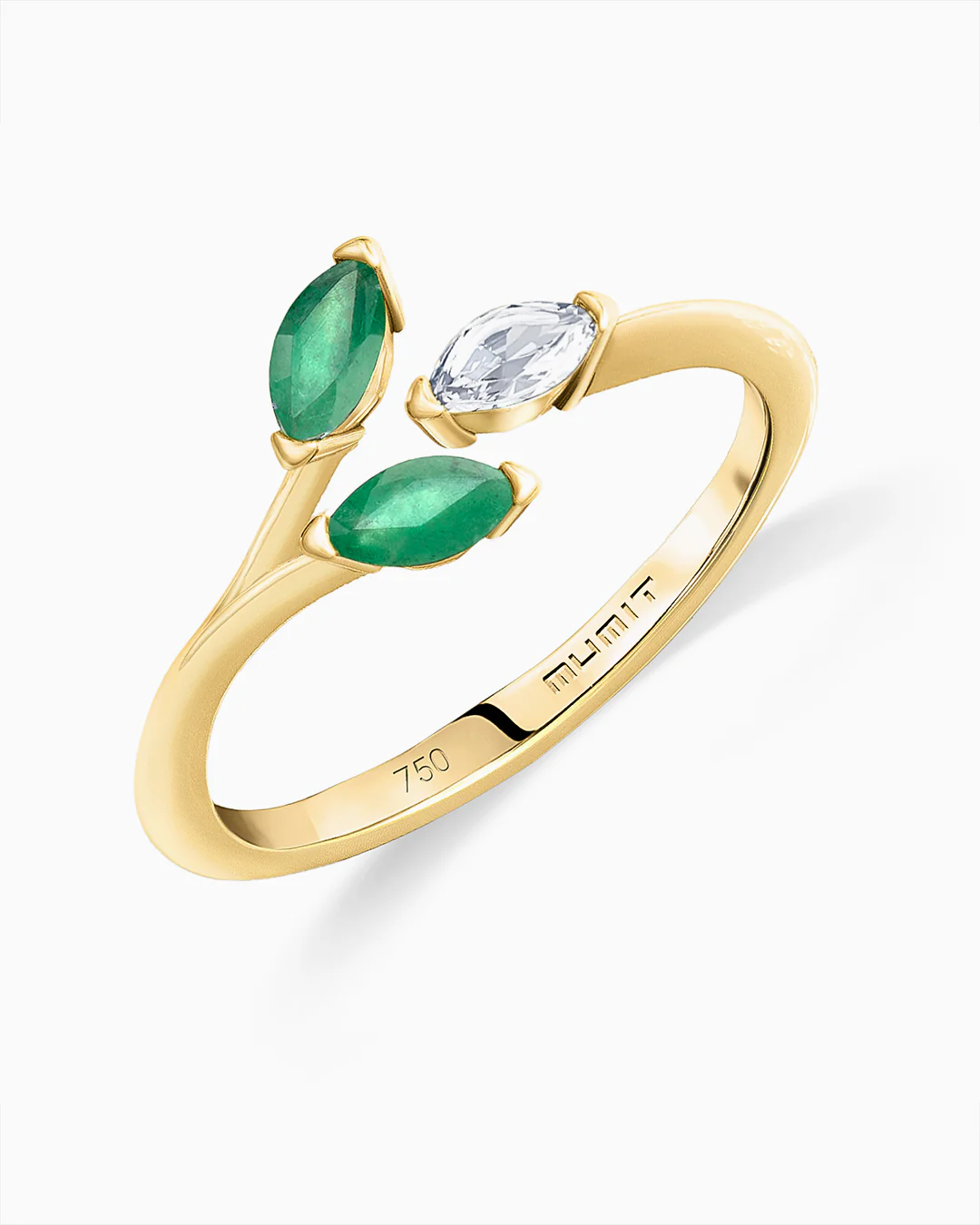 Sortija Filipa de Esmeraldas y Diamante en Oro Amarillo de 18 Kt - Image 4