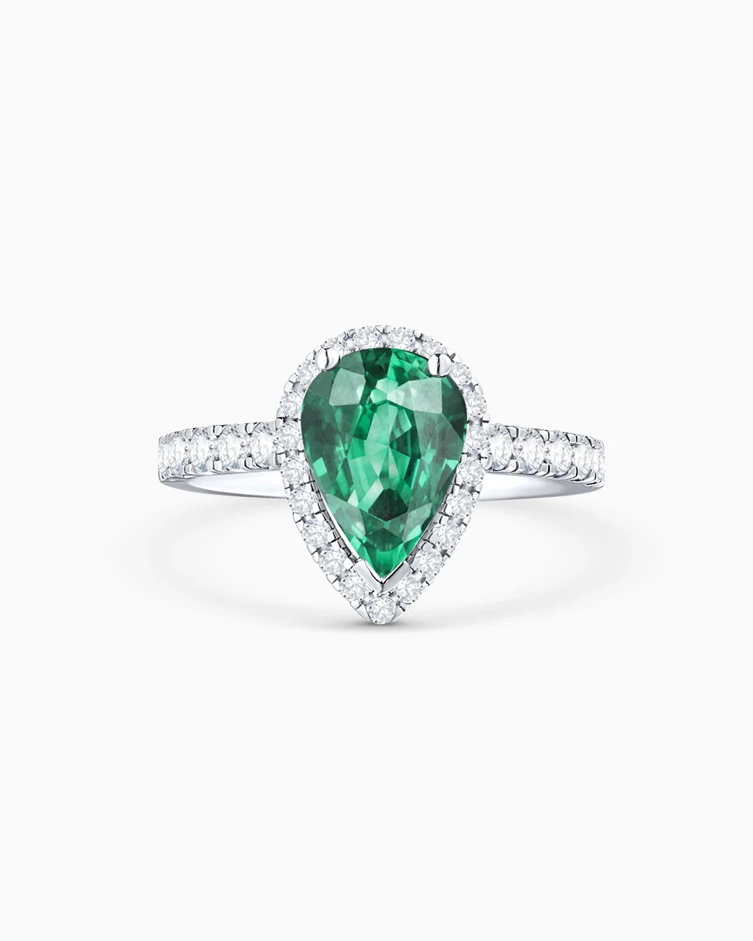Sortija Hera de Esmeralda y Diamantes en Oro Blanco de 18 Kt