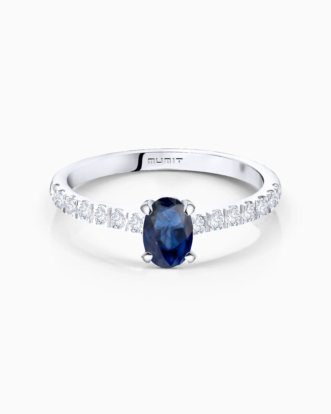 Sortija Ivy de Zafiro y Diamantes 0,32 Cts. en Oro Blanco de 18 Kt