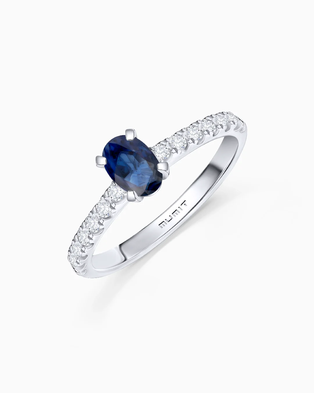 Sortija Ivy de Zafiro y Diamantes 0,32 Cts. en Oro Blanco de 18 Kt - Image 3