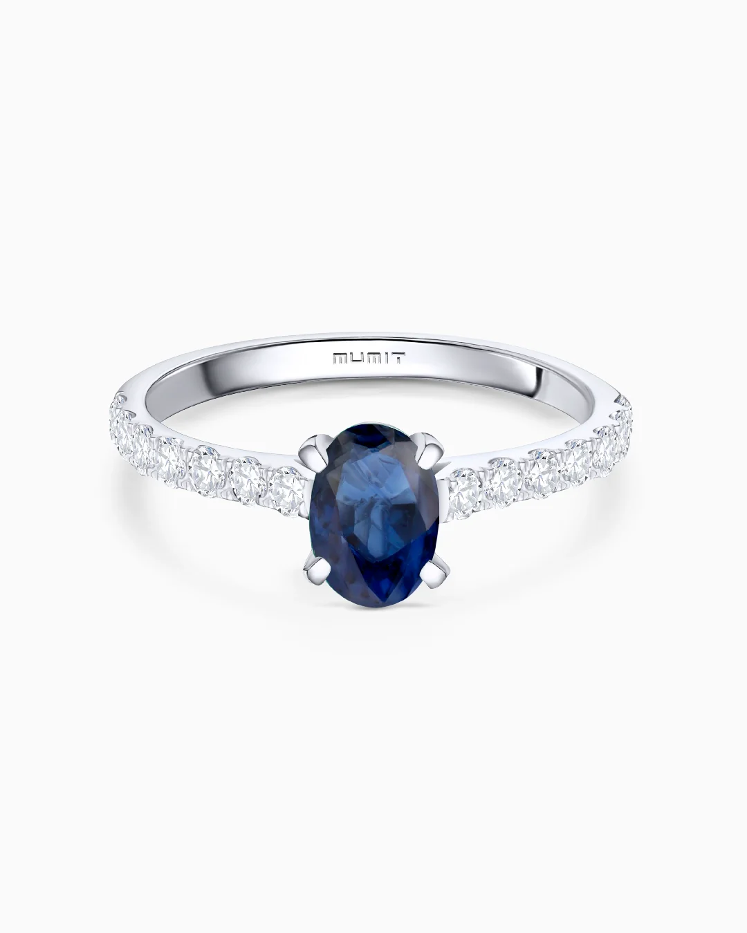 Sortija Ivy de Zafiro y Diamantes 0,42 Cts. en Oro Blanco de 18 Kt