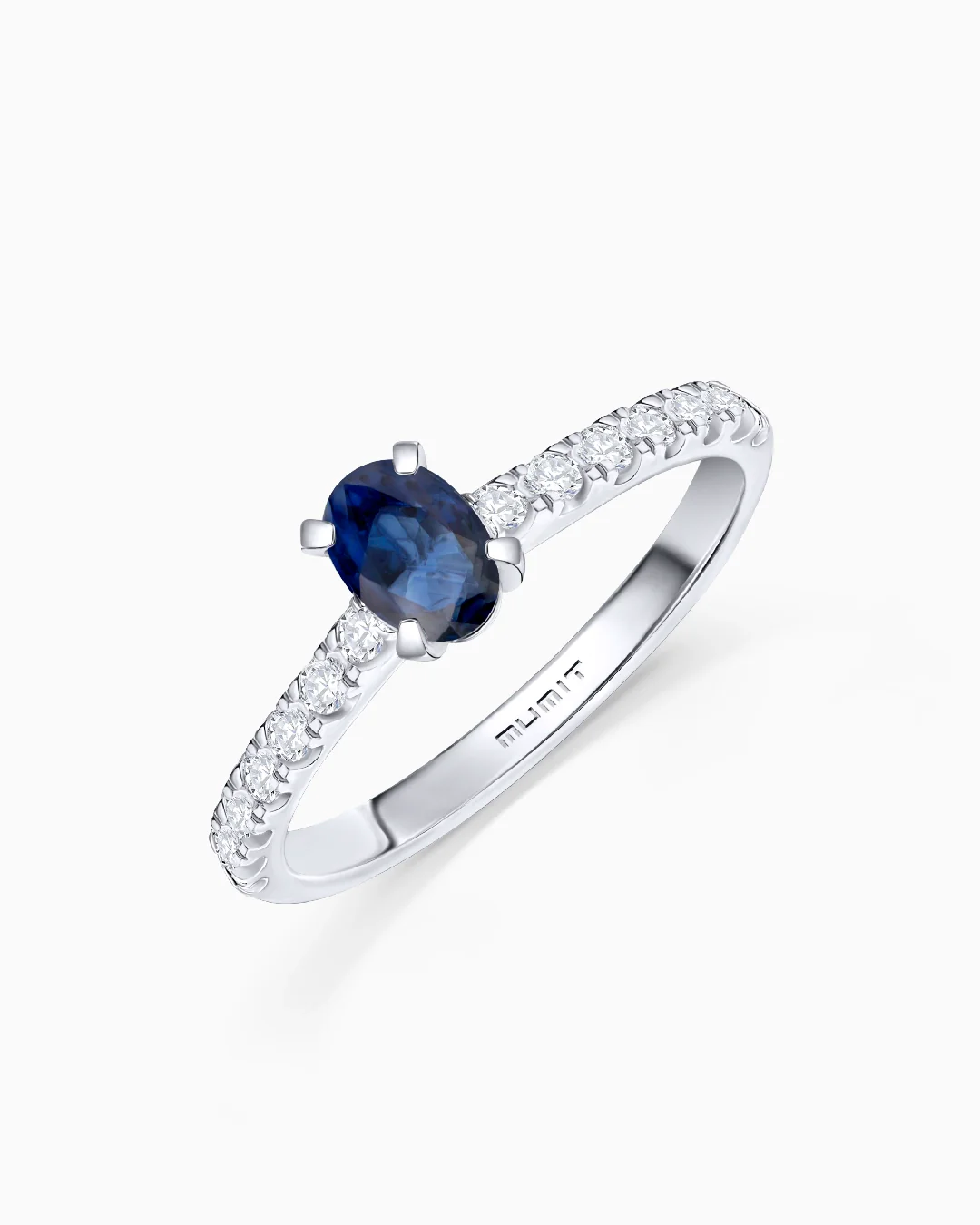 Sortija Ivy de Zafiro y Diamantes 0,42 Cts. en Oro Blanco de 18 Kt - Image 3