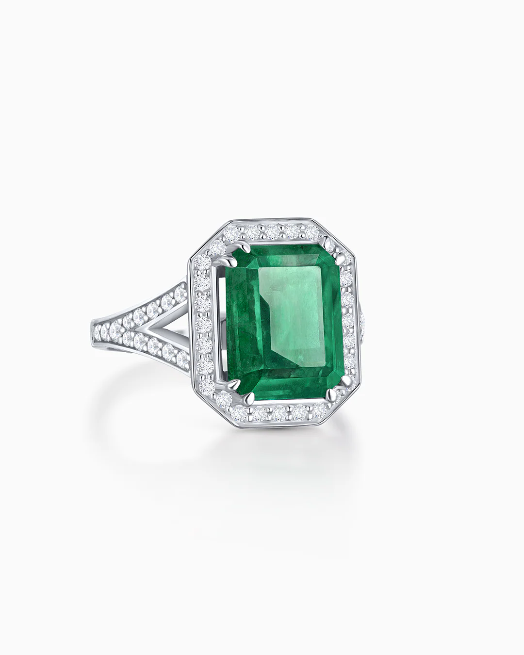 Sortija Jacqueline de Esmeralda y Diamantes en Oro Blanco de 18 Kt - Image 4