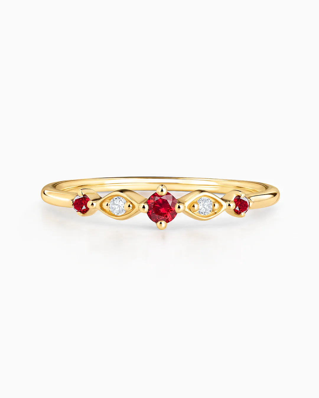 Sortija Laurie de Rubíes y Diamantes en Oro Amarillo de 18 Kt