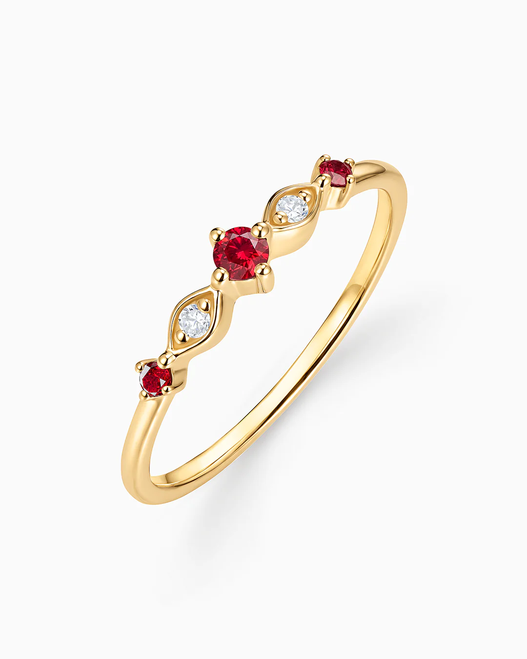 Sortija Laurie de Rubíes y Diamantes en Oro Amarillo de 18 Kt - Image 2