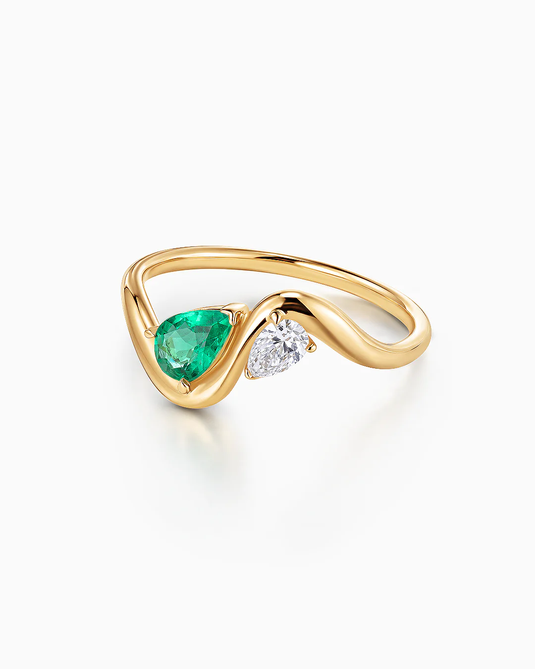 Sortija Liora de Esmeralda y Diamante en Oro Amarillo de 18 kt - Image 4