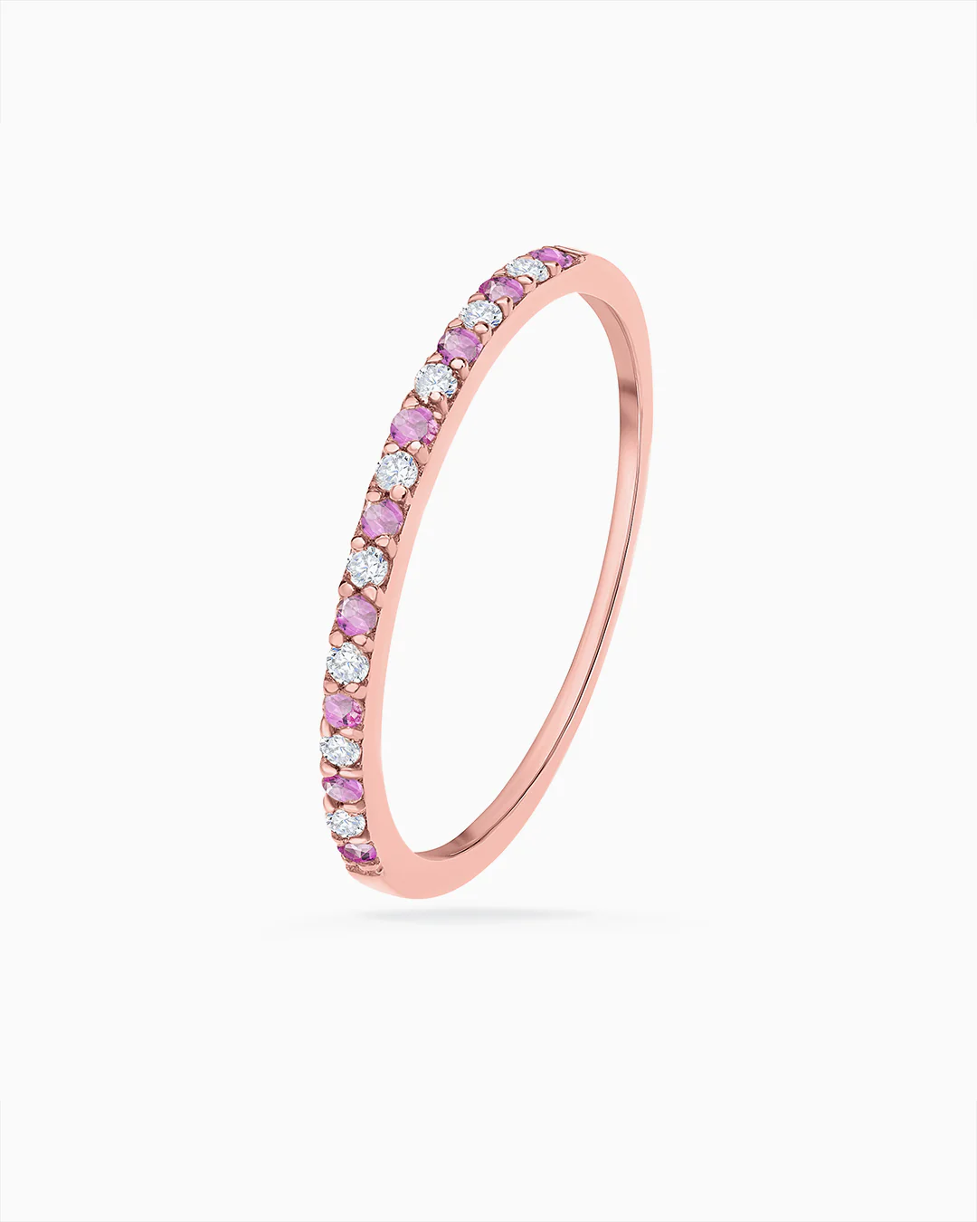 Sortija Media Alianza Milett Diamantes y Zafiros Rosas en Oro Rosa de 18 Kt - Image 3