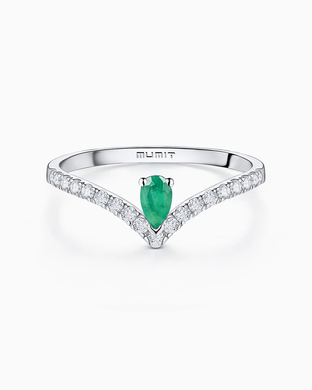 Sortija Mia de Esmeralda y Diamantes en Oro Blanco de 18 Kt