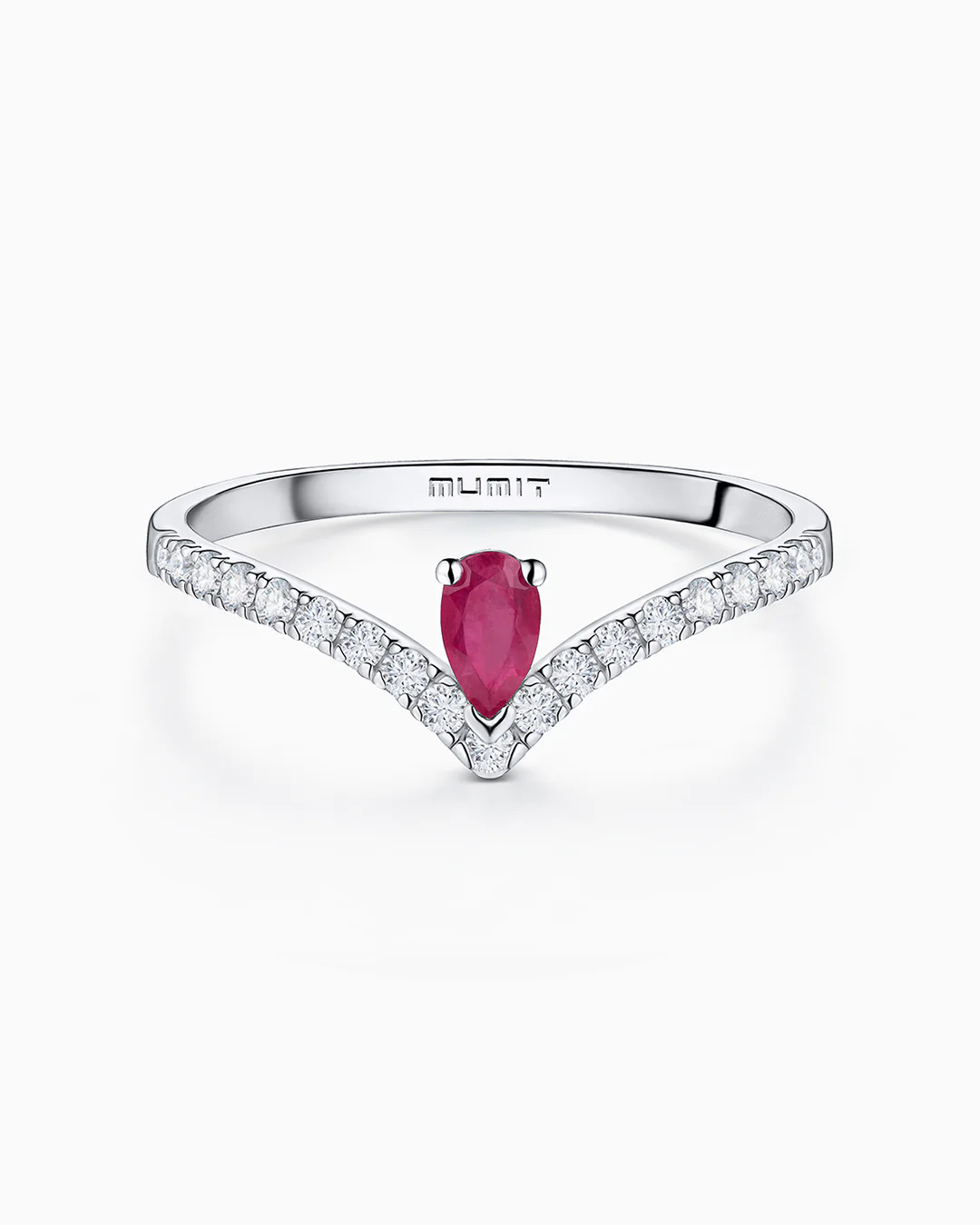 Sortija Mia de Rubí y Diamantes en Oro Blanco de 18 Kt