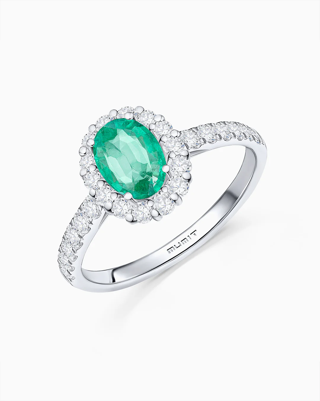 Sortija Nicole Pavé de Esmeralda y Diamantes 0,50 Cts. en Oro Blanco de 18 Kt - Image 5