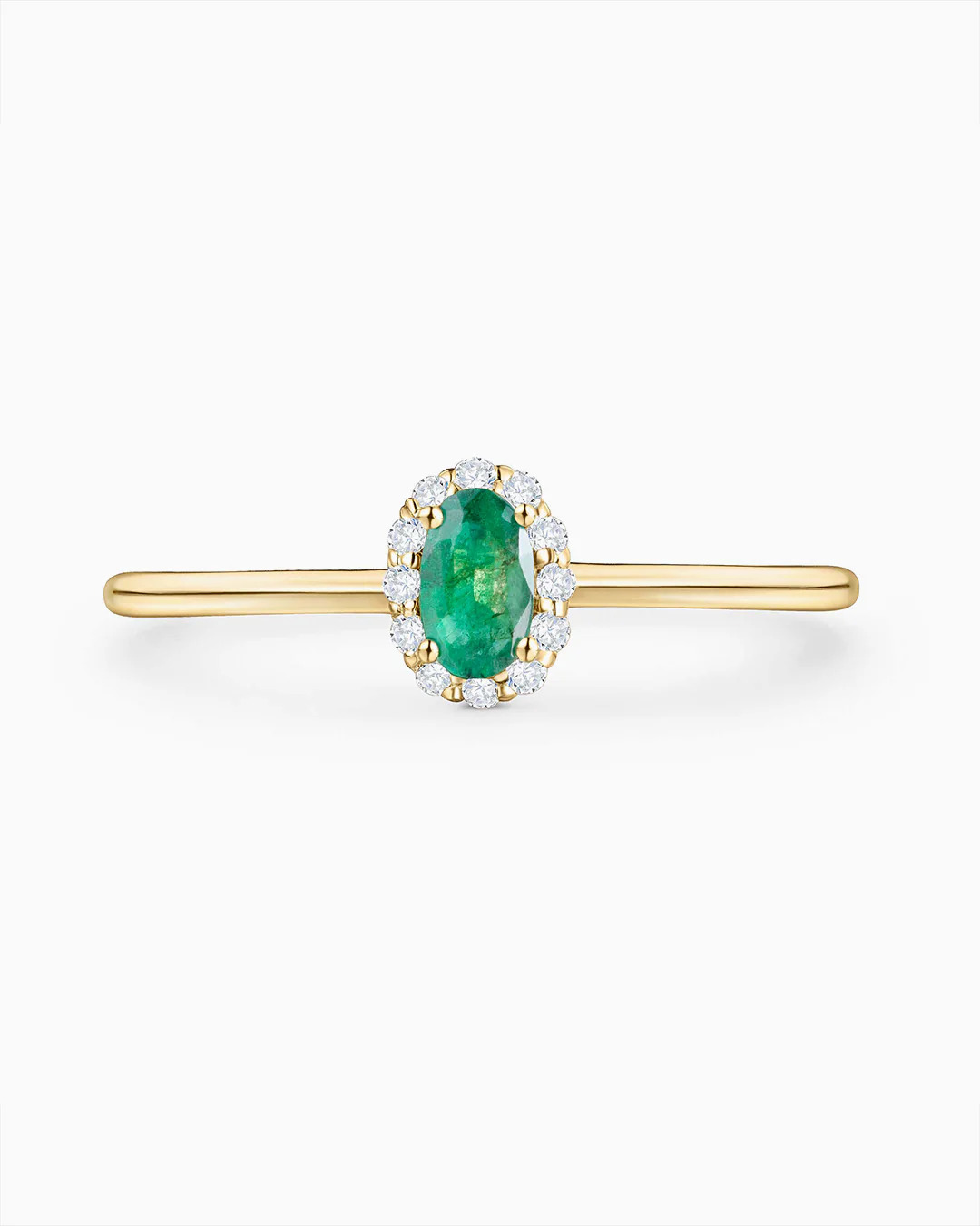 Sortija Nina de Esmeralda y Diamantes en Oro Amarillo de 18 Kt